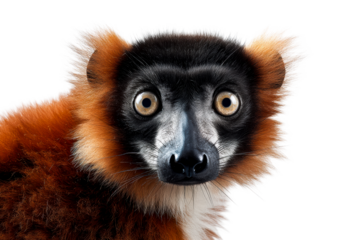 This unique lemur features vibrant fur with shades of orange and black