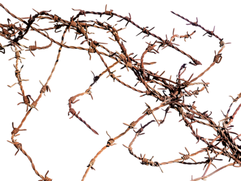 Coiled barbed wire with dense loops, symbolizing barriers, security, and strength. - Powered by Adobe