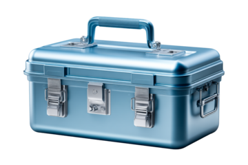 Metal toolbox with transparent background for versatile storage