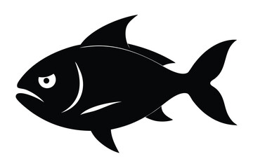Obraz premium simple black silhouette of cartoon fish 