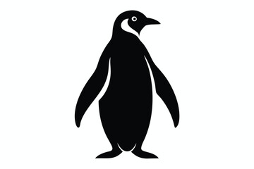 penguin, black and white silhouette, minimalist, simple, clean, sleek, iconic, geometric, stylized, vector art
