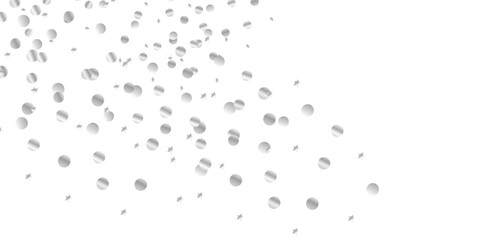 Decorative Falling Confetti and Sparkling Silver Glitter Frame with Transparent Background for Invitations and Celebrations. Falling Silver Glitter Confetti and Dust Particles Isolated on Transparent 
