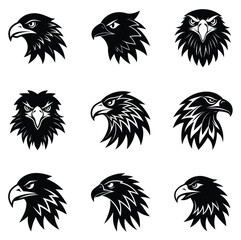 set of black silhouettes of birds