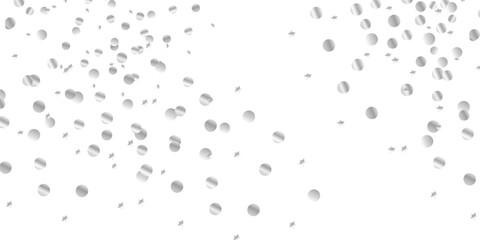 Realistic Glitter Effect with Silver Confetti and Sparkles Falling Gently on Transparent Background for Premium Designs. Transparent Background for Invitations and Celebrations