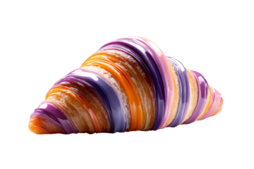 Colorful shell with vibrant stripes on a transparent background