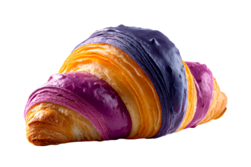 Colorful croissant with swirls of purple icing