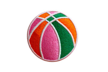 Colorful basketball patch with vibrant stitching and design
