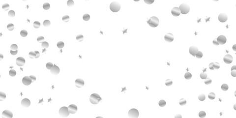 Isolated Silver Glitter Confetti Rain Vector with Sparkling Light Effects on Transparent Background for Elegant Occasions. Frame with Transparent Background for Invitations and Celebrations