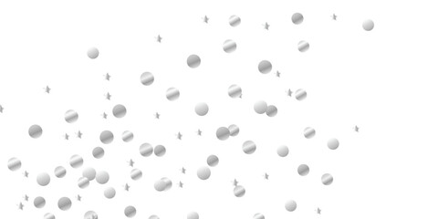Festive Vector Template of Falling Silver Confetti and Glitter Particles Framing the Top and Bottom Edges with Transparency. a Shiny Vertical Border on Transparent Background