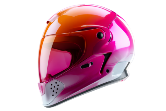 Racing helmet with vibrant design and transparent background