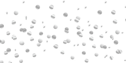 Elegant Silver Glitter Confetti Overlay with Shiny Dust Trail and Transparent Background for Holiday or Party Templates. Falling glitter confetti. Vector silver dust isolated on transparent background