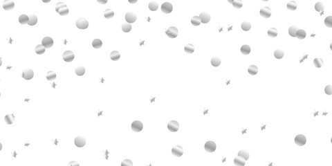 Falling glitter confetti. Vector silver dust isolated on transparent background, Long Falling Stream of Silver Dust and Glitter Confetti Creating a Shiny Vertical Border on Transparent Background