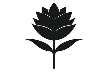 a black and white vector graphic of a flower, stylized minimalist design, abstract floral silhouette, geometric shapes, simple clean lines, negative space, dark and light contrasts
