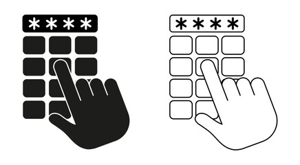 Hand finger entering PIN-code icon, unlock and password. Enter the pin icon. Vector illustrations EPS10