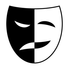 Theatrical mask. Comedy and tragedy mask badge. Masquerade icons. Comic and tragic mask icon. Happy and unhappy mask. Symbol of the theater. Vector illustrations EPS10