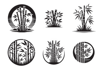 Bamboo Silhouette Vector, Bamboo Icon Set