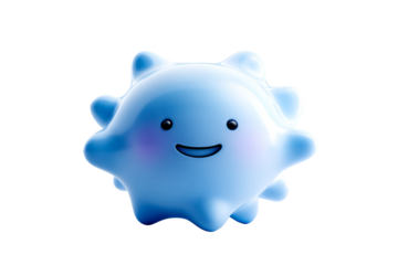 Cute smiling blue character with a bubbly shape and friendly face