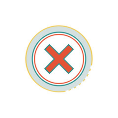 Obraz premium Red X icon with offset circular outlines on white background