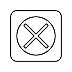 Obraz premium Minimal X icon in square frame with thin outline