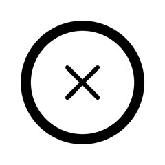 Fototapeta premium Thin black X symbol inside round circle on white background