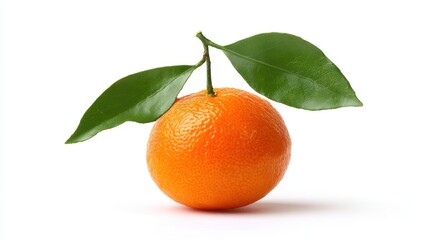 Tangerine with leaves isolated on white background