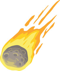 Flame meteorite. Meteor rain fall on planet in cartoon style. Cataclysm color icon. Vector illustration isolated on white background. Web site page and mobile app design for your business