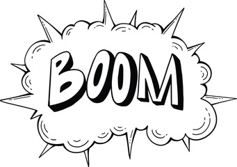 Comics bomb and explosions. Speech bubble with words splash, bam, crack, pow, boom, crash and bang. Design element for print. Cartoon flat vector icon isolated on white background for your design