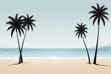 Obraz premium beach with palm trees and sea