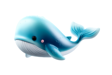 Colorful cartoon whale swimming in clear water background