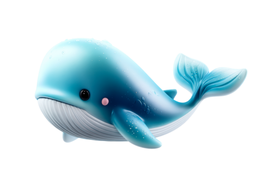 Colorful cartoon whale swimming in clear water background