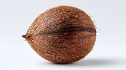Coconut isolated on white background in a studio shot, close-up view