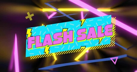 Upon background appearing turquoise banner rotating showing FLASH SALE text highlighting sale - Powered by Adobe