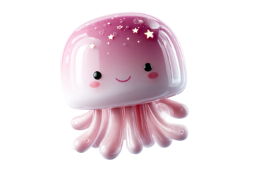 Cute jellyfish with pastel colors and a playful expression