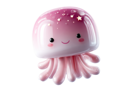 Cute jellyfish with pastel colors and a playful expression - Powered by Adobe
