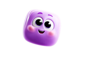 Fototapeta premium Smiling purple character with big eyes on a transparent background