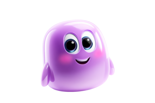 Cute purple character with big eyes and a smile