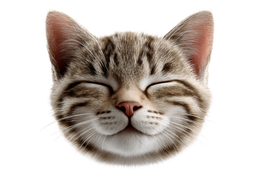 Cute smiling cat face with transparent background for design use