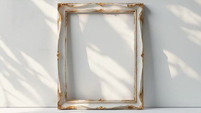 Narrow vintage frame positioned on a white background