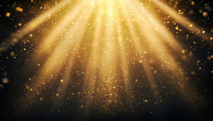 Golden light rays spotlighting dark background