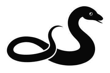 Naklejka premium black serpent, abstract minimal snake shape, clean graphic design, black and white, minimalist, vector art 