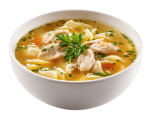 Delicious chicken noodle soup recipe kitchen food cozy home comfort food isolated on transparent background