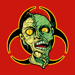biohazard zombie design used for horror signs or halloween decorations