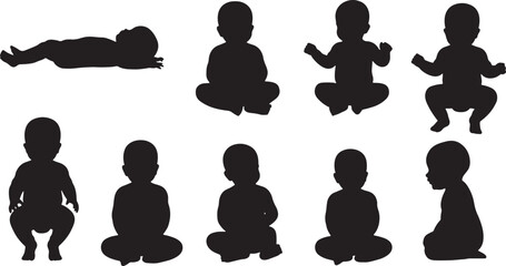 Baby Silhouette Collection – Various Poses & Actions