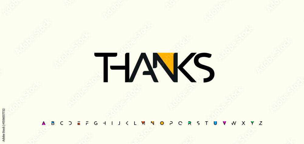 Poster modern geometric thank you message for subscribers and followers. stylish black font with abstract s