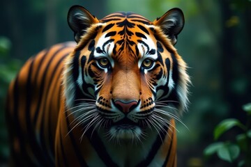 Obraz premium Powerful tiger eyes the crowd behind a zoo glass wall , nature, gaze