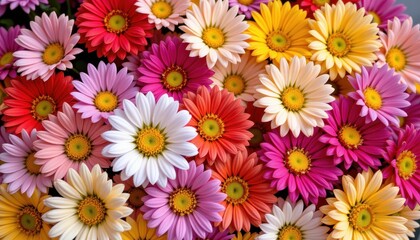 Vibrant Collection of Colorful Daisy Flowers in Various Shades