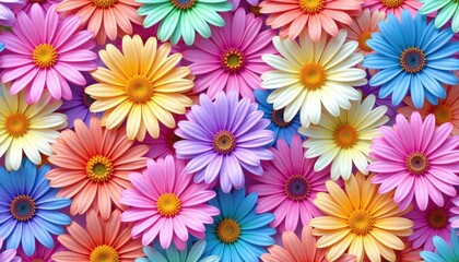 Fototapeta premium Colorful Vibrant Flower Pattern Ideal for Tileable Background Design