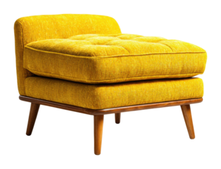 Stylish yellow accent chair for modern interiors cozy side view design inspiration isolated on transparent background