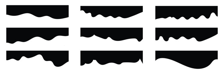 Set of Dividers Shapes collection. Abstract curve top headline, wavy decorative border symbol.