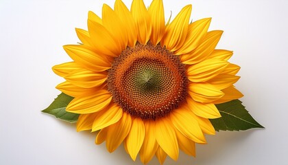 Fototapeta premium vibrant sunflower showcasing bright yellow petals and a textured center isolated on a white background